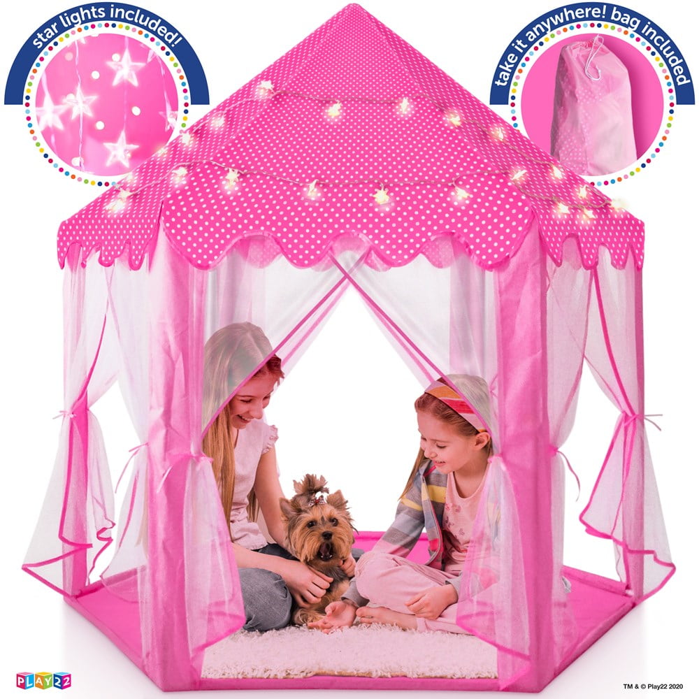 Play22USA Kids Large Playhouse Tent Kids Play Tent Princess Castle Pink Play Tent House For