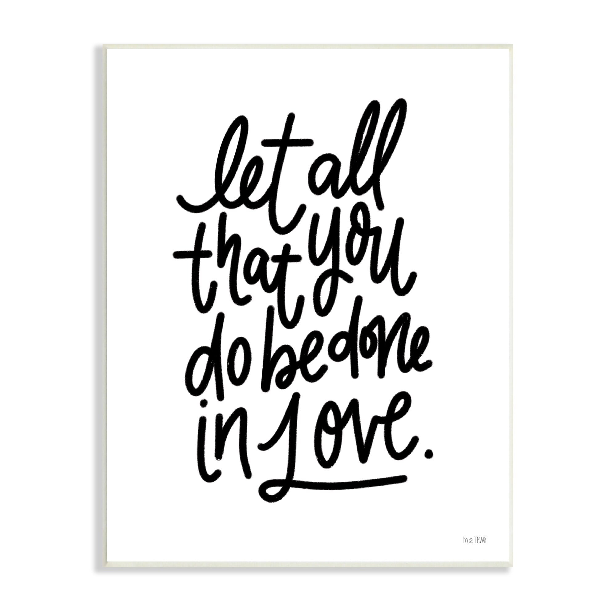 Stupell Industries Done in Love Romanic Fancy Calligraphy Phrase Wood Wall Art, 13 x 19, Design by House Fenway