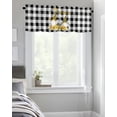 thumbnail image 4 of Kitchen Cafe Valance Curtain for Small Windows,Rustic Honey Gnomes Bees on Buffalo Checked Rod Pocket Short Valances White Black Window Treatment Panel for Living Room/Bedroom/Bathroom,42x12in, 4 of 9