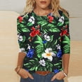 thumbnail image 2 of HAPIMO Women' Plus Size Casual Loose Flower Print Tops Elegant Blouses Flowy Round Neck Tees Summer Tops for Women Fashion Clothes Dressy Tunic Multicolor XXXL, 2 of 5