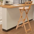 thumbnail image 2 of Folding Wood Bar Stools, Portable Bamboo 29.5" Tall Chair with Backrest and Footrest for Home, Kitchen Island, 2 of 8