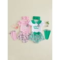 thumbnail image 3 of Cenuakty Baby Girls Summer Outfits Flying Sleeve Doll Collar Romper Soccer Print PP Shorts Headband Socks Sets, 3 of 9