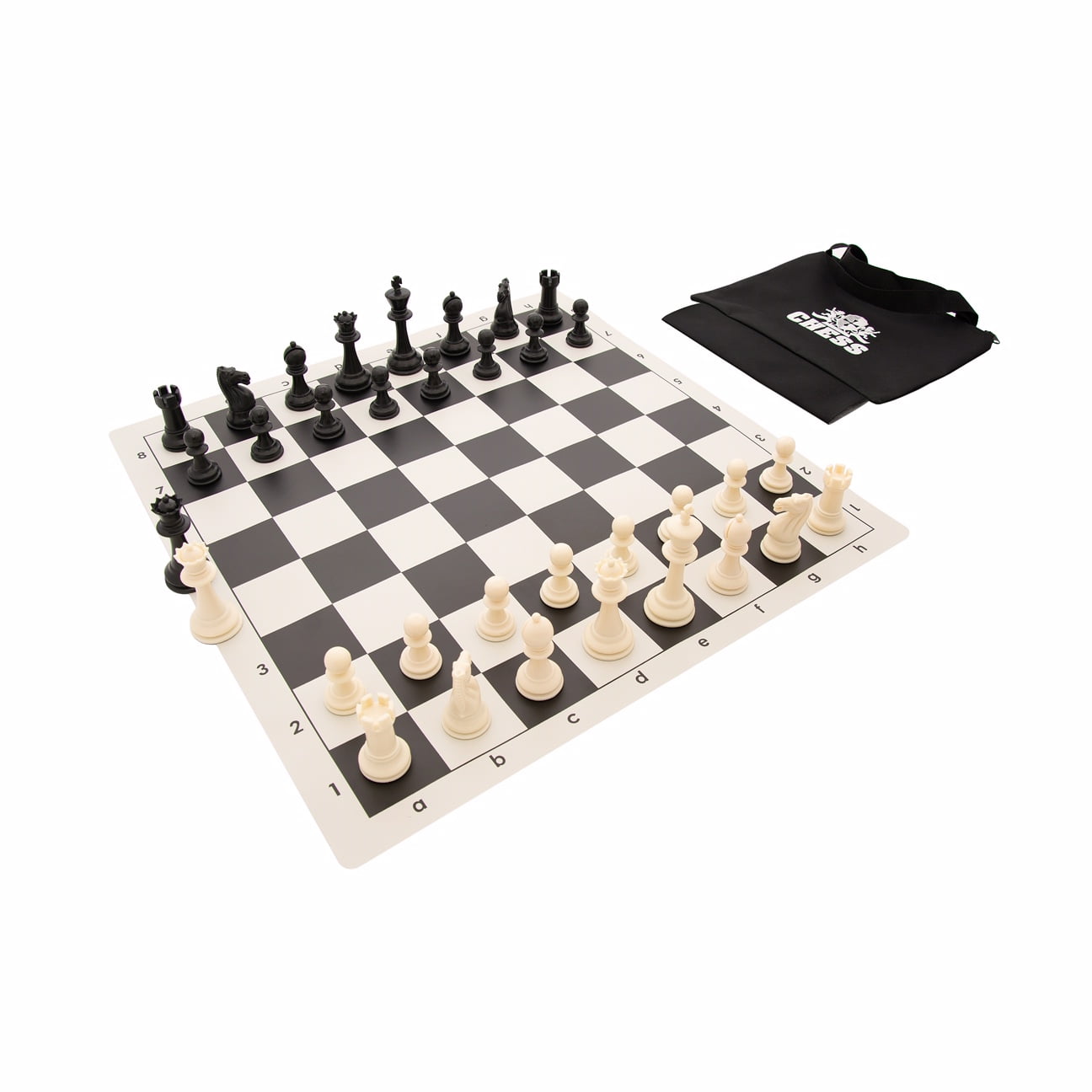 WE Games Travel Tournament Chess Set, 20 inch Roll Up Vinyl Chess Board with Storage Bag