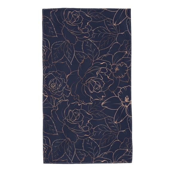 Kdxio Hand Towel Copper-Gold Gloss Outline Navy Dark Blue for Bathroom Kitchen Fingertip Bath Towels 27.5 x 16 Inch Home Hotel Gym Laundry Room