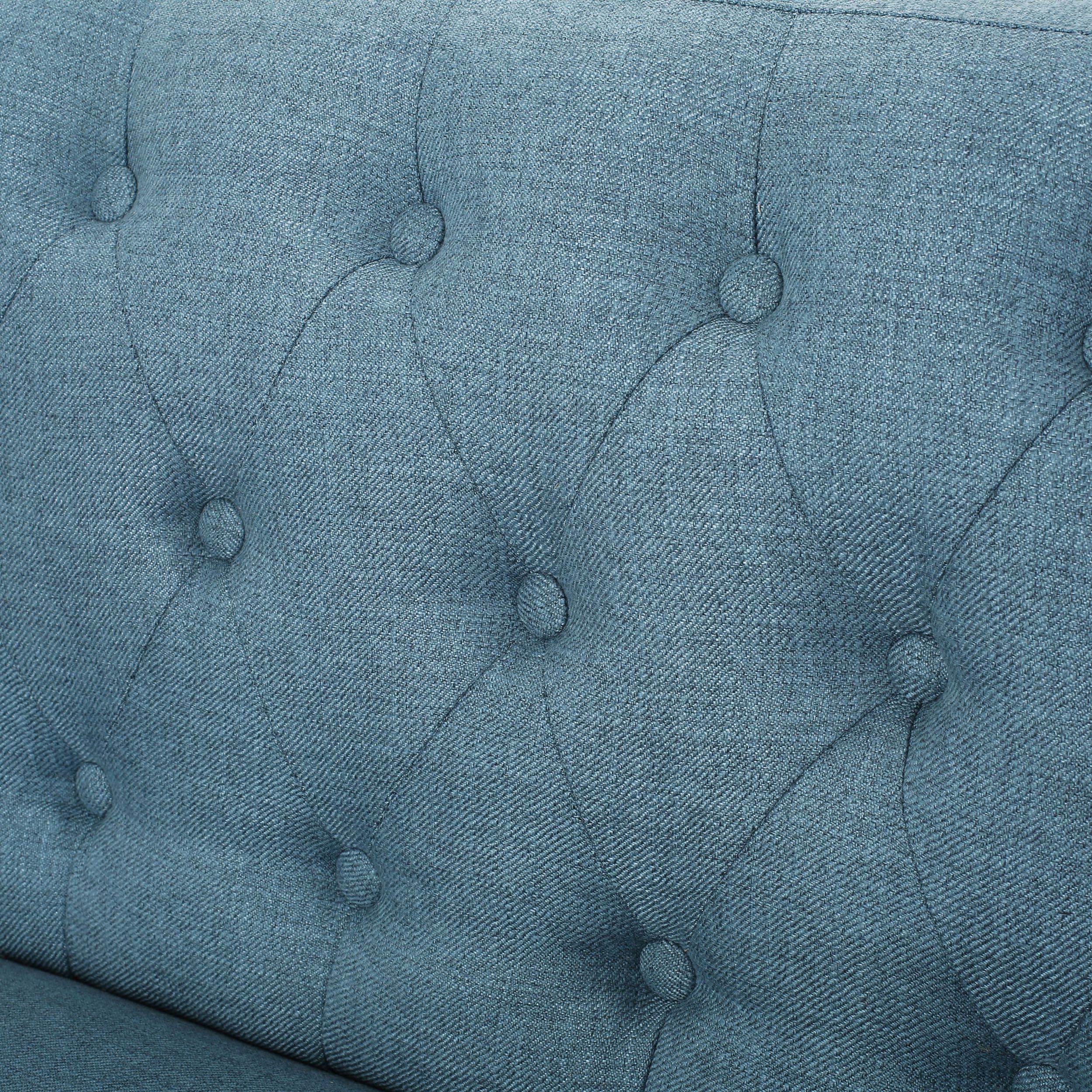 GDF Studio Alscot Mid Century Modern Fabric Tufted Oversized Loveseat, Blue and Natural - image 3 of 8
