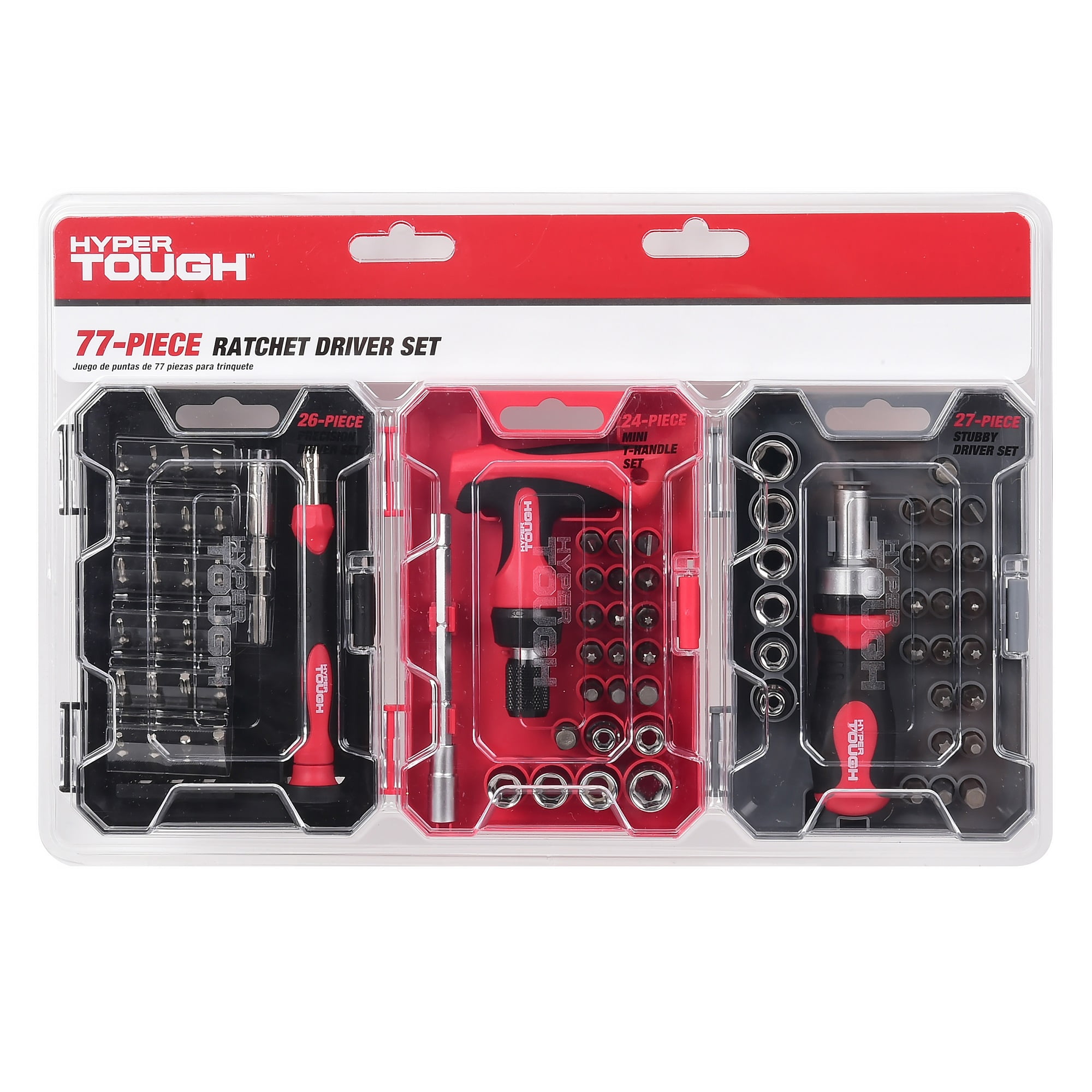 Hyper Tough Heavy-Duty 77-Piece Ratchet Driver Set Sizes 3/8 and 1/4 inch