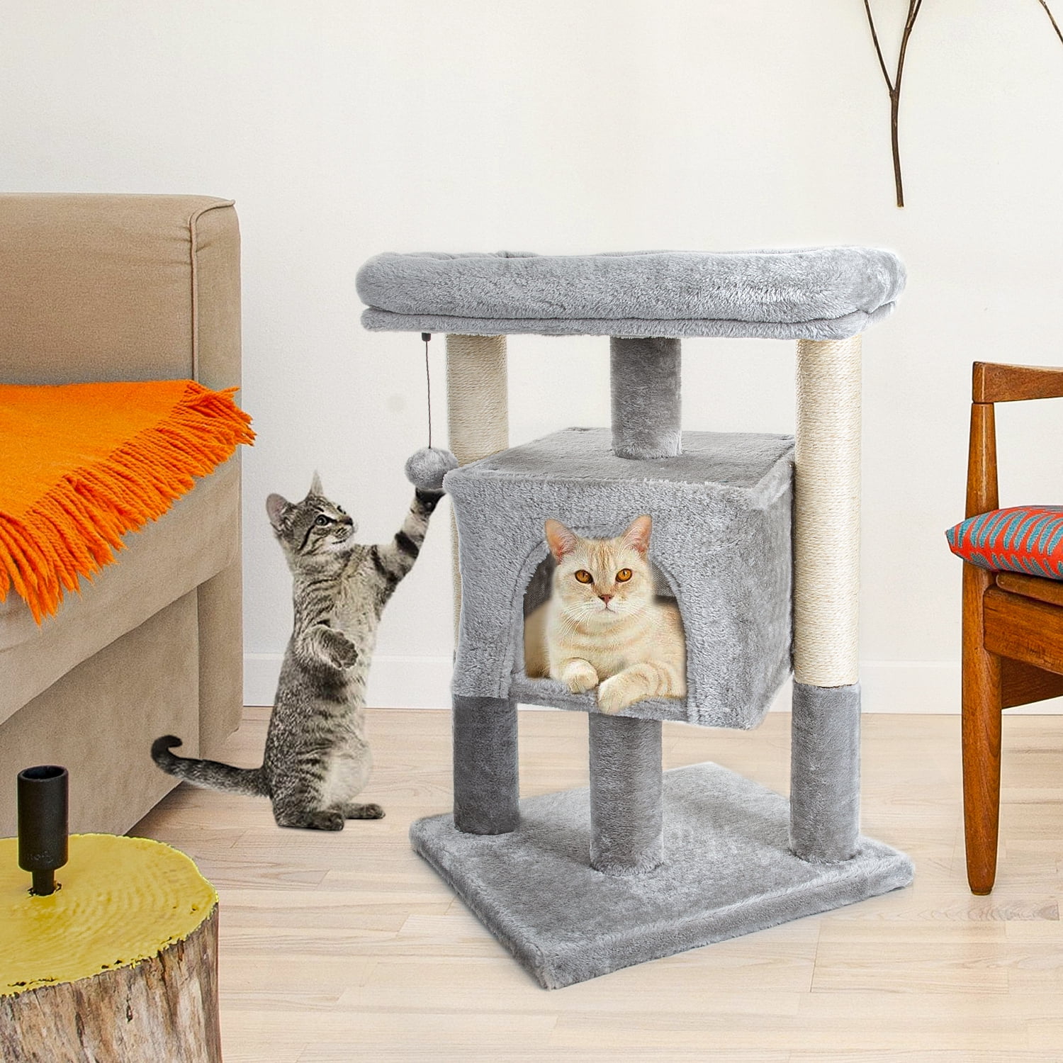 Pefilos 29" Cat Tree Tower for Indoor Cats Cat Condo with Sisal Scratching Posts, Plush Perch, Cat Bed Furniture, Gray Pefilos 29" Cat Tree Tower for Indoor Cats Cat Condo with Sisal Scratching Posts, Plush Perch, Cat Bed Furniture, Gray