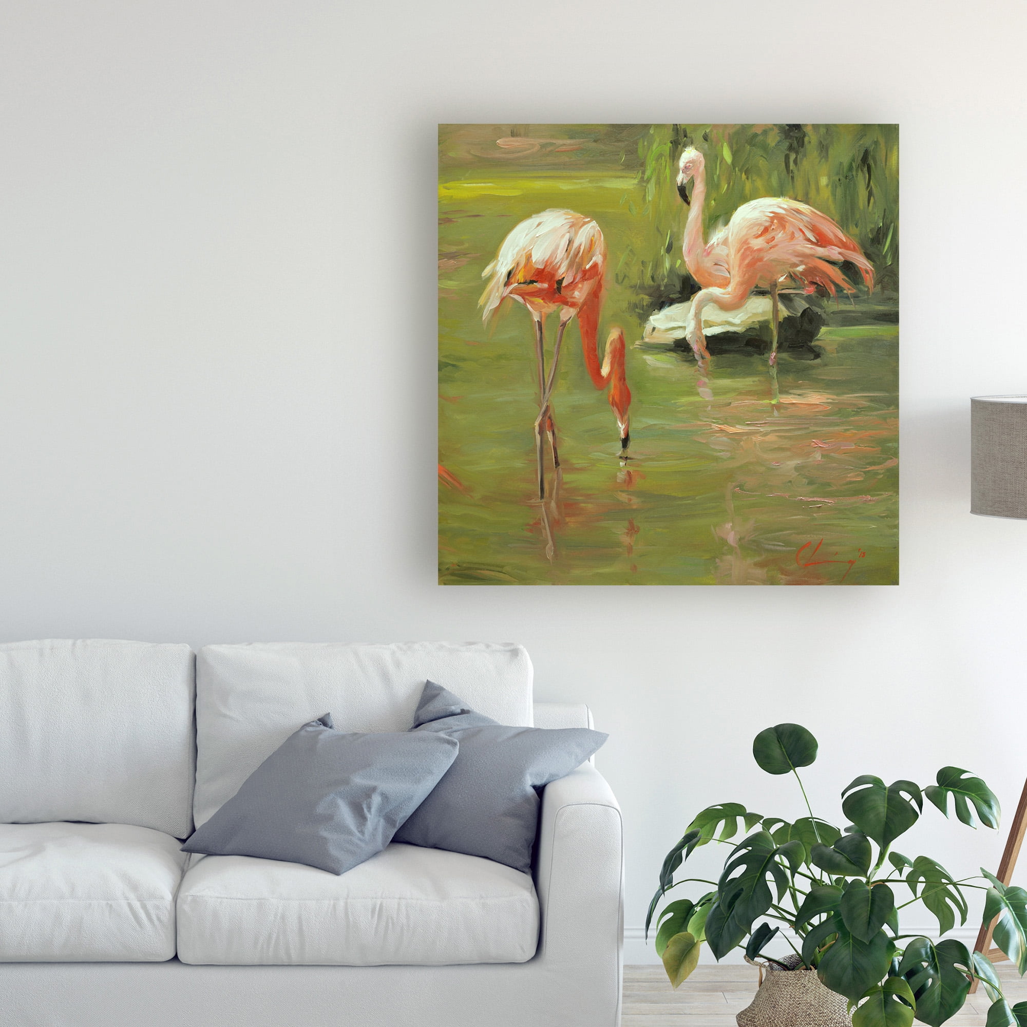 Trademark Fine Art 'Flamingo II' Canvas Art by Chuck Larivey