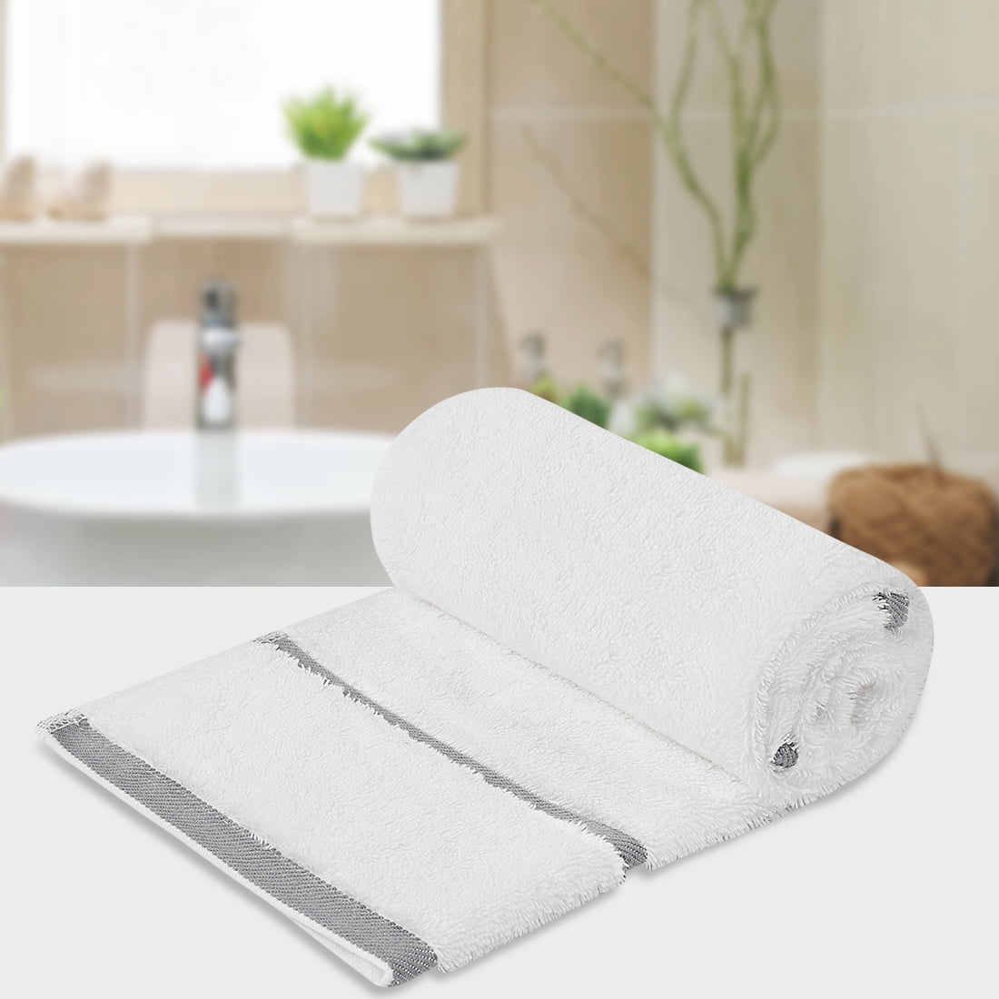 Unique Bargains 2-Pack Lightweight Cotton Hand Towels 16" x 30" Gray