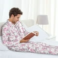 thumbnail image 6 of Naloa Rose Flowers Men’s Pajamas Set - Long Sleeve Button Down Sleep Shirt and Pajama Bottoms Sleepwear Set-X-Large, 6 of 7