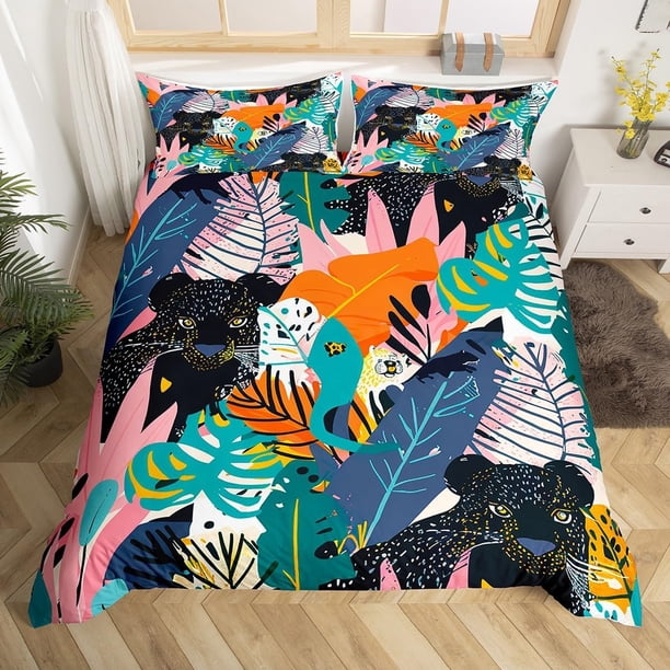 Funda de edredón Colorido Hoja Ramas Juego de cama Botánico Floral Funda de edredón