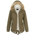 thumbnail image 2 of Made by Johnny Women's Inner Fur Lined Military Anorak Parka Jacket with Detachable Hoodie L OLIVE, 2 of 6