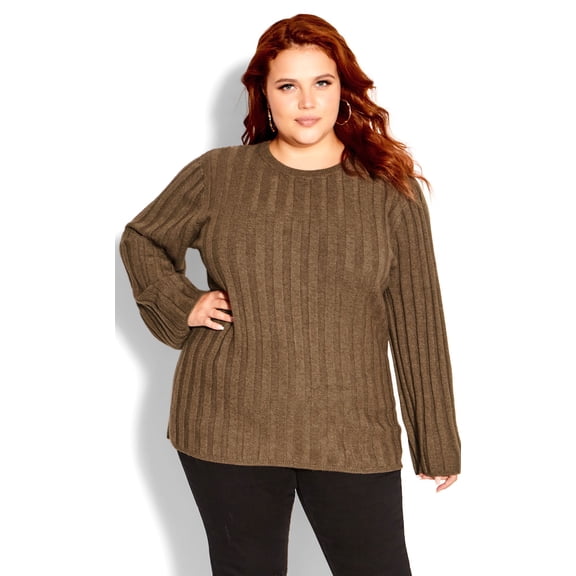City Chic Women's Plus Size Hazel Relaxed Fit Long Sleeves Jumper