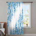 thumbnail image 3 of Teal Blue Wisteria Sheer Curtains 45 Inches Long, Sprinng Summer Pastoral Botanical Light Filering Curtains, Breathable Simi Curtain Privacy Drapes for Kitchen Bathroom Small Window Treatment, 3 of 7