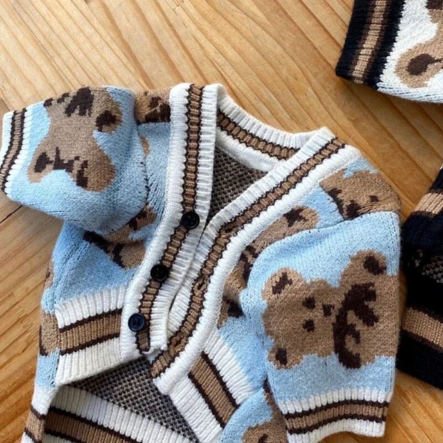 Pet Clothes Autumn Winter Medium Small Dog Knitted Sweater Cartoon Pattern Warm Wool Kitten Puppy Sweet Cardigan Chihuahua Pug ShopWise Round