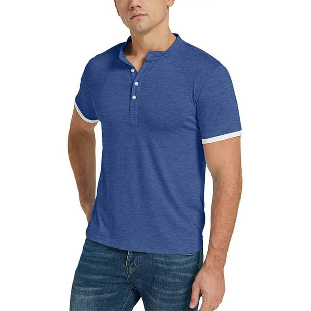 Avamo Mens Short Moisture Wicking Henley Shirt Solid Color Golf Polo Buttons up Basic T Shirt S-XXL - Walmart.com