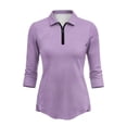 thumbnail image 2 of Uorisanigo Deep Purple Women's Golf Top with Zip Up Collar Casual Moisture Wicking Casual Tennis Activewear Versatile Stylish Comfortable 3/4 Sleeve Daily Wear for Workout Sports, 2 of 7
