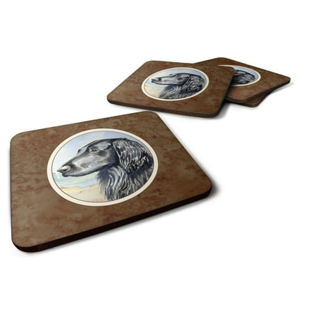 

Carolines Treasures 7064FC Flat Coated Retriever Foam Coaster Set of 4 3 1/2 x 3 1/2 multicolor