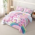 thumbnail image 3 of Erosebridal Kawaii Rainbow Unicorn Quilt Full for Girls, Galaxy Castle Stars Full Bedspread Sets, 3-Piece, 3 of 7