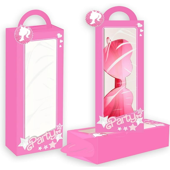 Pink Princess Party Candy Box of 12 - Silhouette Star Let's Go Theme Design Girl's Birthday Wedding Gift Set