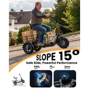 MIHOVER 3 Wheel Electric Tricycle for Adults & Seniors, 650W Motor, 12.2MPH 30Miles Long Range, Dual Baskets Cargo Trike, Rear Dual Shock Absorbers, 300 lb Load, UL2849 Certified