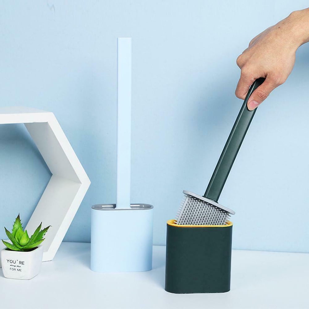 Willstar Silicone Toilet Brush with Toilet Brush Holder Wall Mounted Cleaning Brush Set Walmart