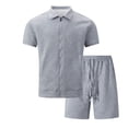 thumbnail image 3 of Kakii Men's Casual Track Set - Geometric Twill Pattern Short Sleeve Jacket and Matching Shorts, Spring Summer Outfit, 3 of 4