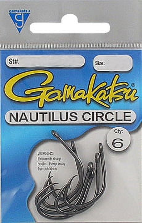 Gamakatsu Nautilus Circle Bait Hook #1/0 for Saltwater and Freshwater Fishing, Black 7-Pack