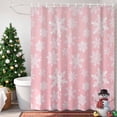 thumbnail image 4 of Shower Curtain 60"W x 72"L Winter Christmas Snowflakes Pink Texture Fabric Shower Curtains Set with Hooks Water Repellent Bathroom Curtains Machine Washable Bathroom Accessories, 4 of 9