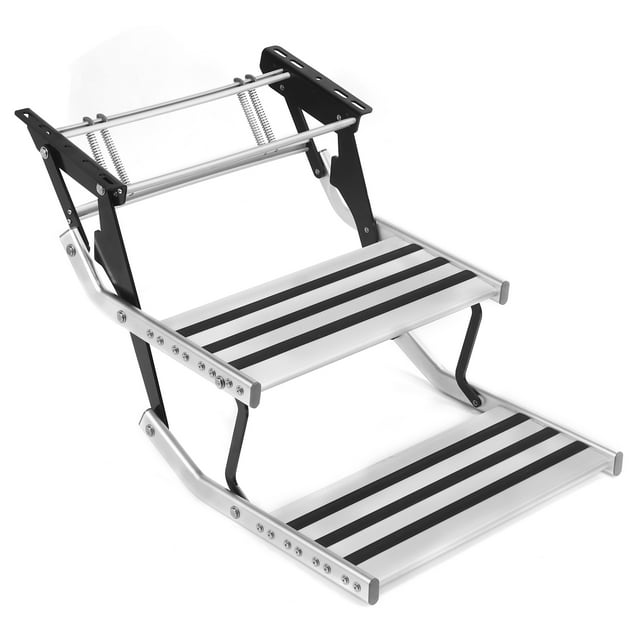 Pédale de Marche Double, Pliable Entrée Anodisée Durable et Lumineuse en Alliage d'Aluminium pour RV et Autres Véhicules Modifiés