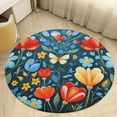 thumbnail image 5 of Watercolor Wildflowers Round Rugs -Washable Non-Slip Small Round Area Rug Throw Soft Circle Rugs for Bedroom, Modern Print Indoor Carpet for Entryway Sofa Living Room, 5 of 7
