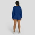 thumbnail image 7 of Women's WEAR by Erin Andrews Royal New York Mets Heavy Rugby Jersey Cropped Long Sleeve T-Shirt & Shorts Lounge Set, 7 of 7