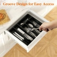 thumbnail image 3 of Lifewit Silverware Organizer with Lid, Covered Utensil Tray for Kitchen Drawer and Countertop, Plastic Cutlery and Flatware Storage Box for Spoons Forks Knives Holder Case, 6 Compartments, Black, 3 of 10