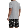 thumbnail image 3 of GIRUNS Men's Pajama Set Lightweight Sleepwear Sets Crew Neck Short Sleeve and Shorts Loungewear with Pocket Black Star Moon 2XL, 3 of 8