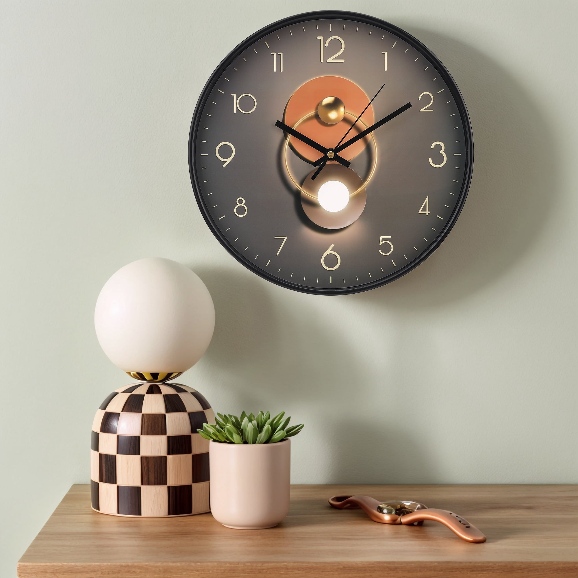 Unique Bargains Silent Non Ticking Battery Operated  Wall Clock Black Pattern 3