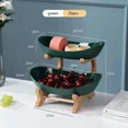 thumbnail image 1 of 3 Tier Plate Holder Set Table Fruit Bowl Plates Kitchen with Floors Partitioned Candy Cake Trays Wooden Tableware Dishes 2 Tier Green, 1 of 6