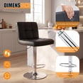 thumbnail image 3 of CONCETTA Bar Stools Set of 2, Adjustable Swivel PU Leather Counter Seats with Back, Black, 3 of 8