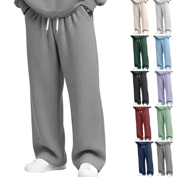 Wutalume Men's Solid Color Loose Fit Wide Leg Sweatpants, Casual Fashion Joggers with Elastic Waistband and Drawstring for Lounge, Streetwear, and Everyday Comfort,Army Green L