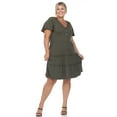 thumbnail image 2 of White Mark Women's Plus Size Short Sleeve V-Neck Tiered Dress, 2 of 5