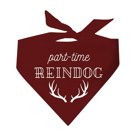 Part-Time Reindog Reindeer Holiday Xmas Triangle Dog Bandana