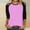 Purple, variant on Elvqul Tops for Women Crew Neck Soft Blue Patchwork Blouses Juniors T-Shirts 3/4 Sleeve Tops