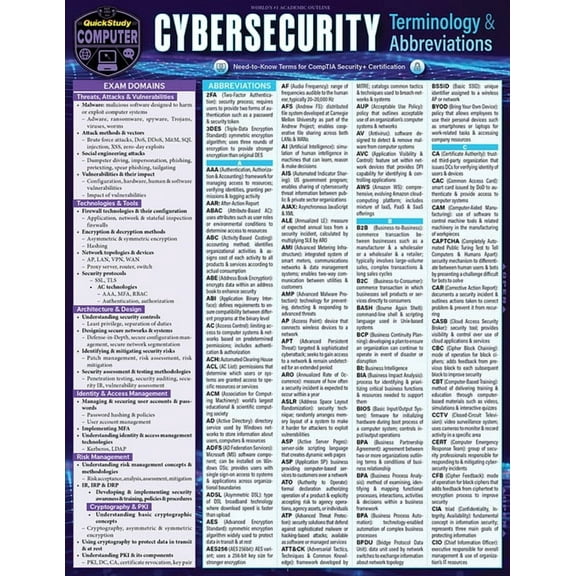 Cybersecurity Terminology & Abbreviations- CompTIA Security Certification : a QuickStudy Laminated Reference Guide (Edition 1) (Other)
