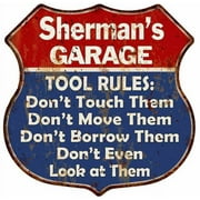 Sherman's Garage Man Cave Rules Sign Shield Metal Gift 211110001442
