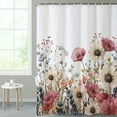 thumbnail image 3 of SUNOLIFE Spring Floral Shower Curtain,Flowers Waterproof Polyster Bathroom Curtain,72"W x 72"L, 3 of 11