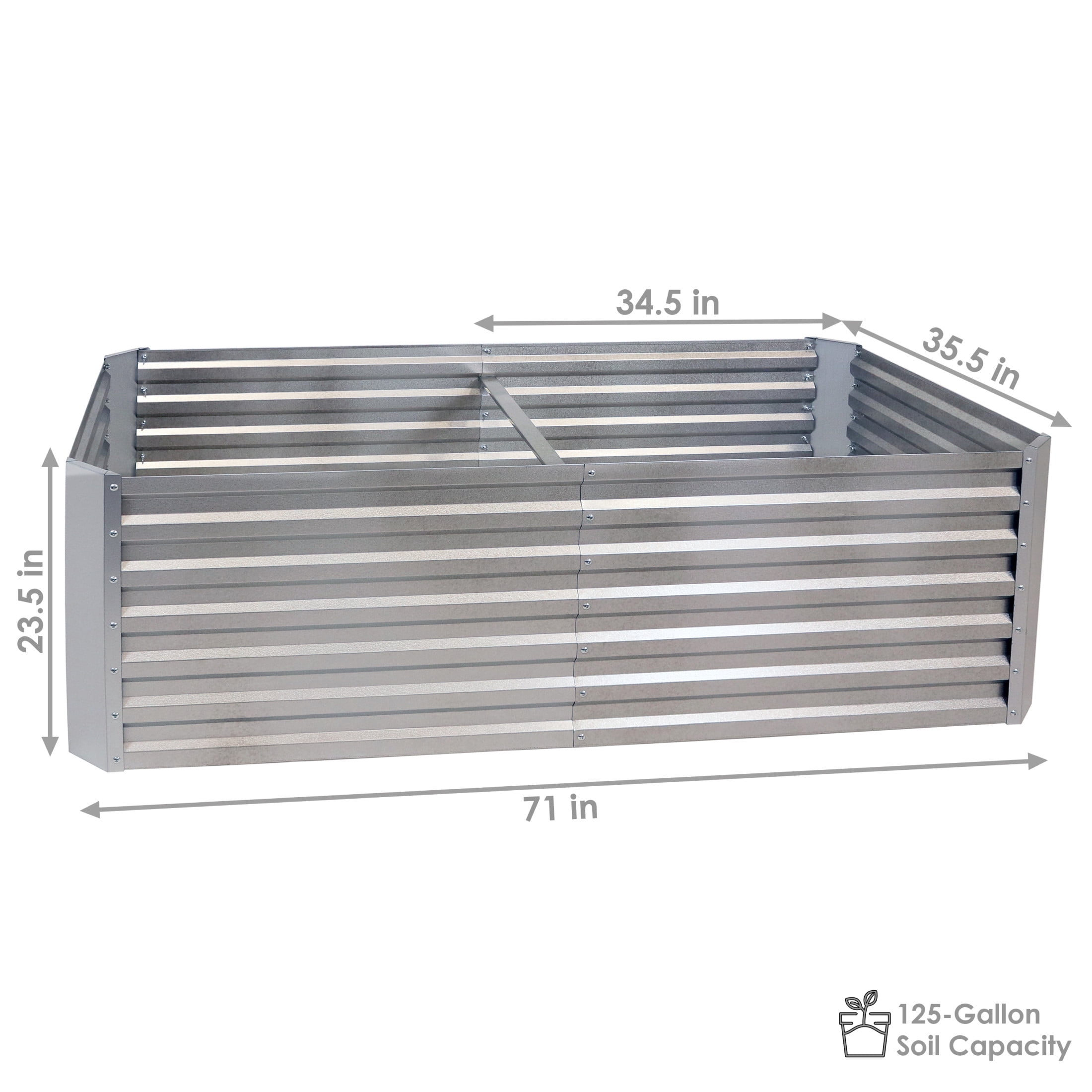 Sunnydaze 71" x 35.5" x 23.5" Rectangular Silver Galvalume Steel Raised Garden Bed
