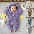 thumbnail image 2 of YUEHUA Newborn Baby Bear Outfit Suit Girls Boys Fleece Jumpsuit Romper Hooded Coat Winter Clothes Outwear Snowsuit Coat, 0-3 Months, 2 of 6