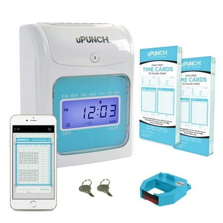 uPunch FN1000 Smart Time Clock System for Small Business: Auto Align Punch Clock with Free Mobile App for Digital Time Card Management & Payroll