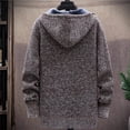 thumbnail image 2 of Men‘s Hooded Cardigan Knitted Sweater Winter Thick Fleece Warm Casual Knitwear Coat Solid Color Cardigan Men Hooded Sweaters, 2 of 5