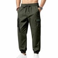 thumbnail image 4 of Zekutng Cargo Pants for Men Strap Decor Small Label Drawstring Tapered Jogger Pants,Sizes S-3XL, 4 of 9