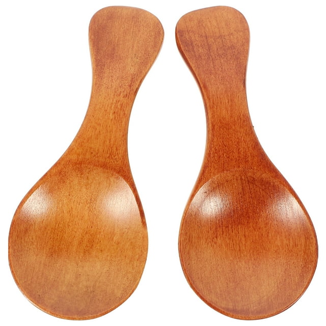 2Pcs Small Wooden Spoons Seasoning Spoons Reusable Wood Spoons Tea Scoops Kitchen Supplies